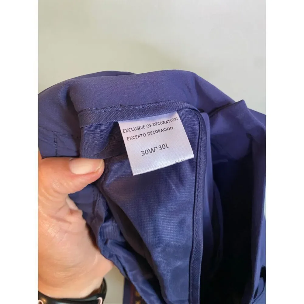Spaidersilk Navy Blue Breathable Stretchy Straight Classic Pants 30X30 NWOT